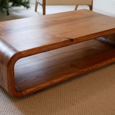 Curved ash coffee table